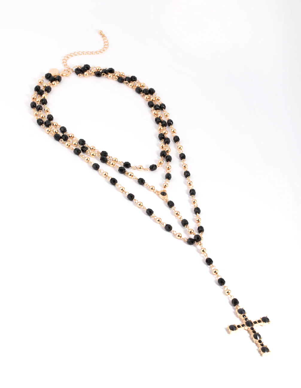 Black Beaded Cross Necklace - Image 3