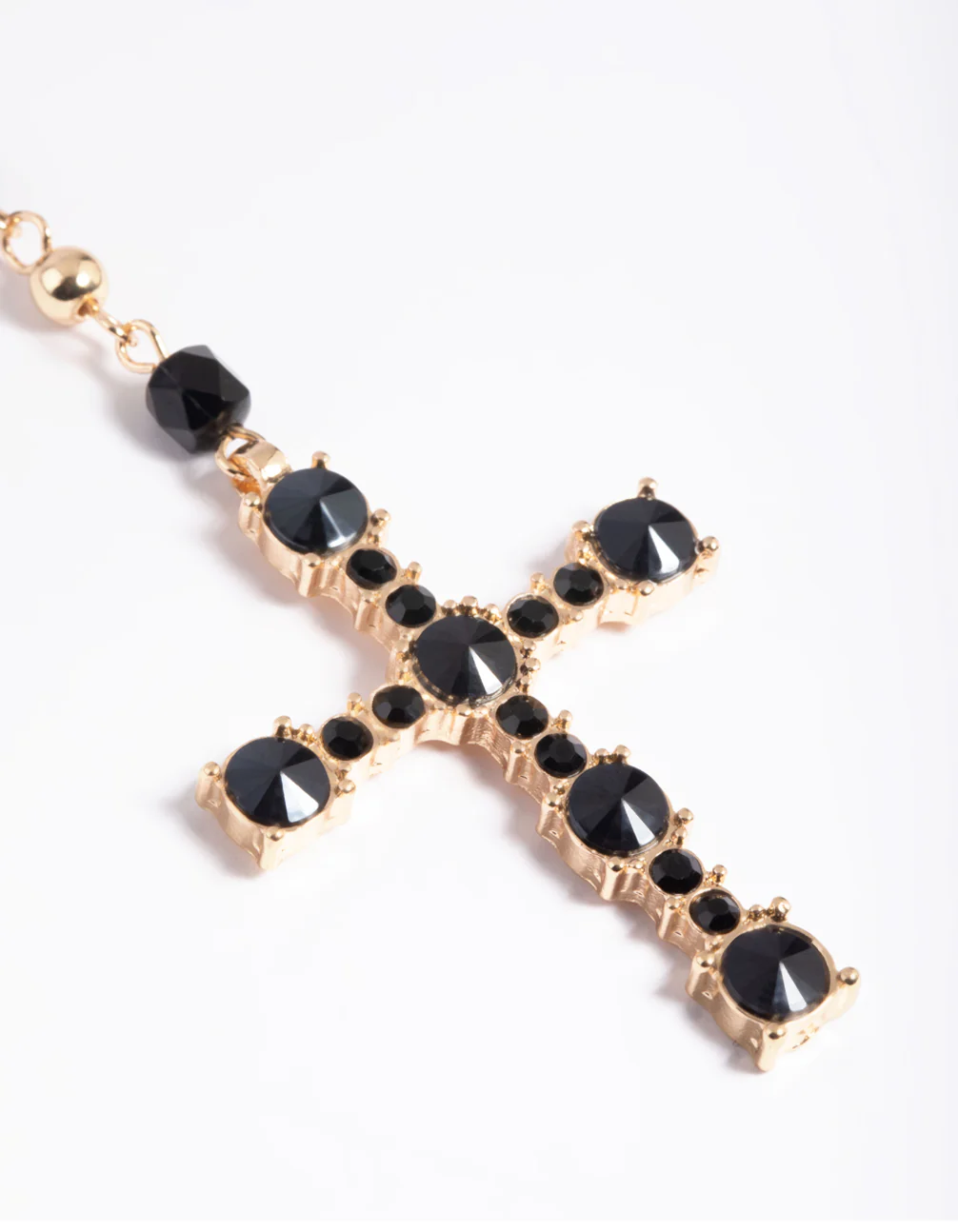 Black Beaded Cross Necklace - Image 7