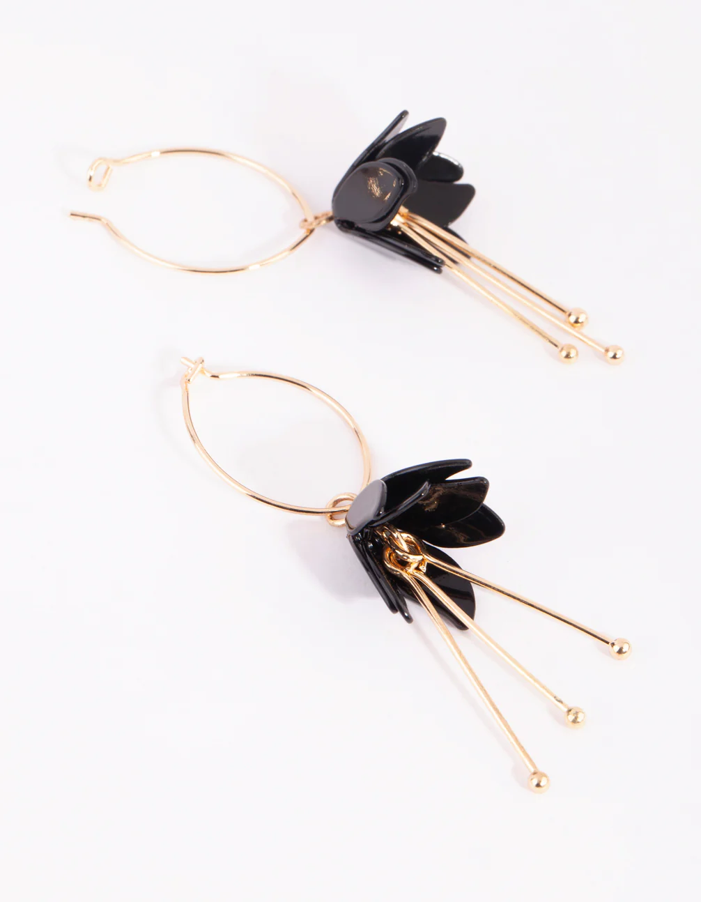 Gold Flower Drop Earrings - Image 3