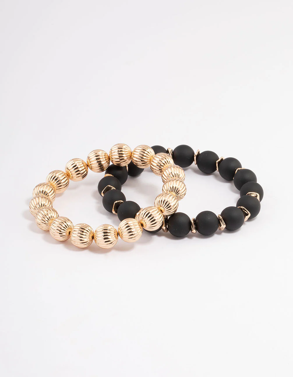 Black Mixed Texture Bead & Disc Bracelet Pack - Image 3