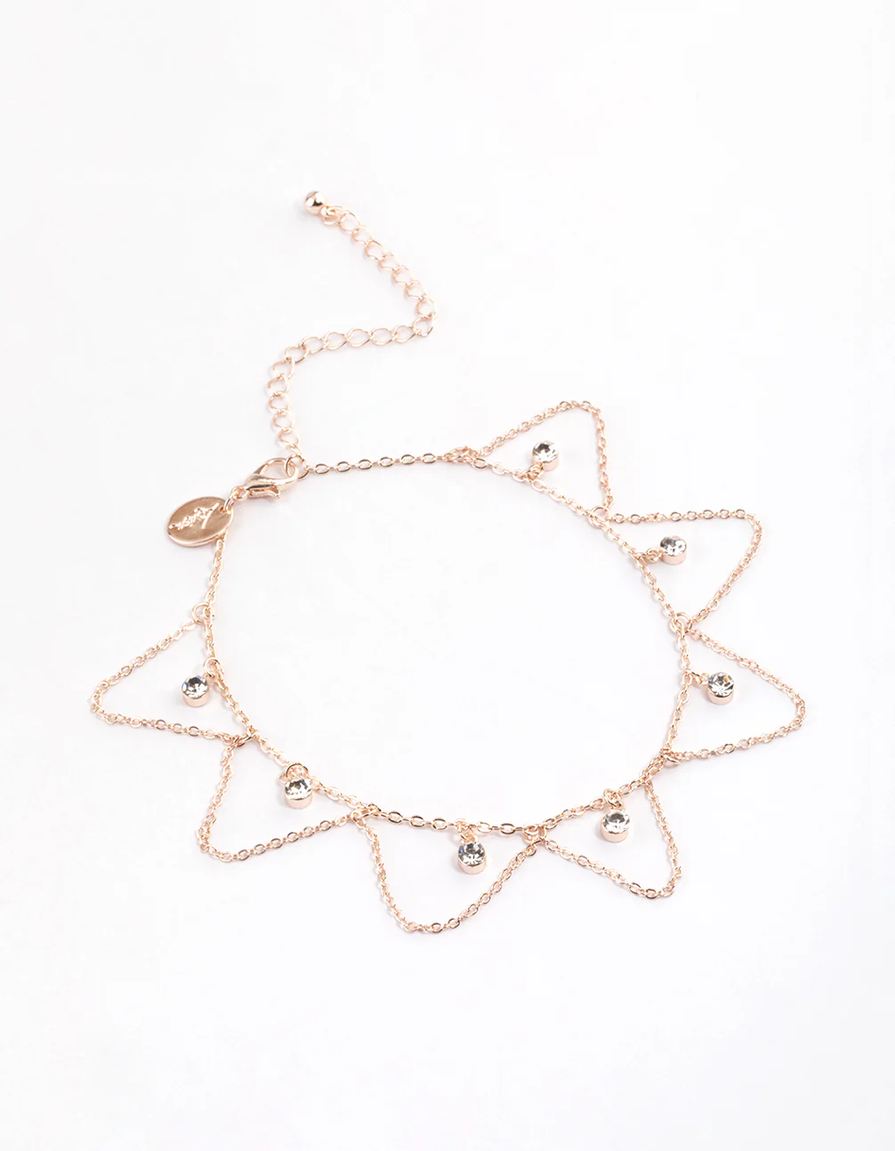 Rose Gold Diamante & Chain Loop Anklet
