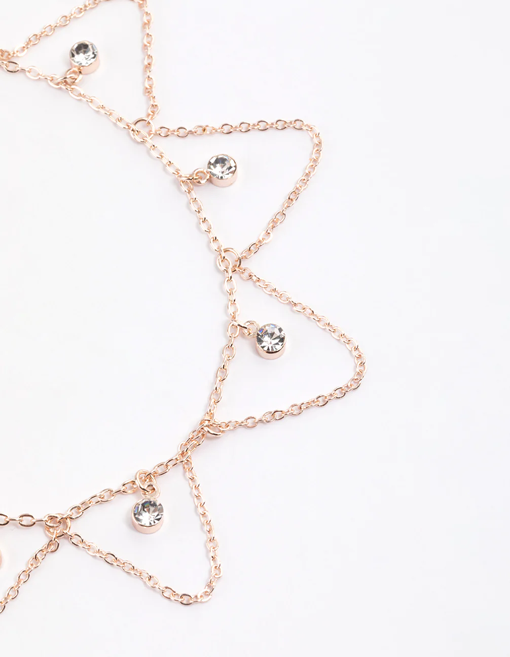 Rose Gold Diamante & Chain Loop Anklet - Image 2