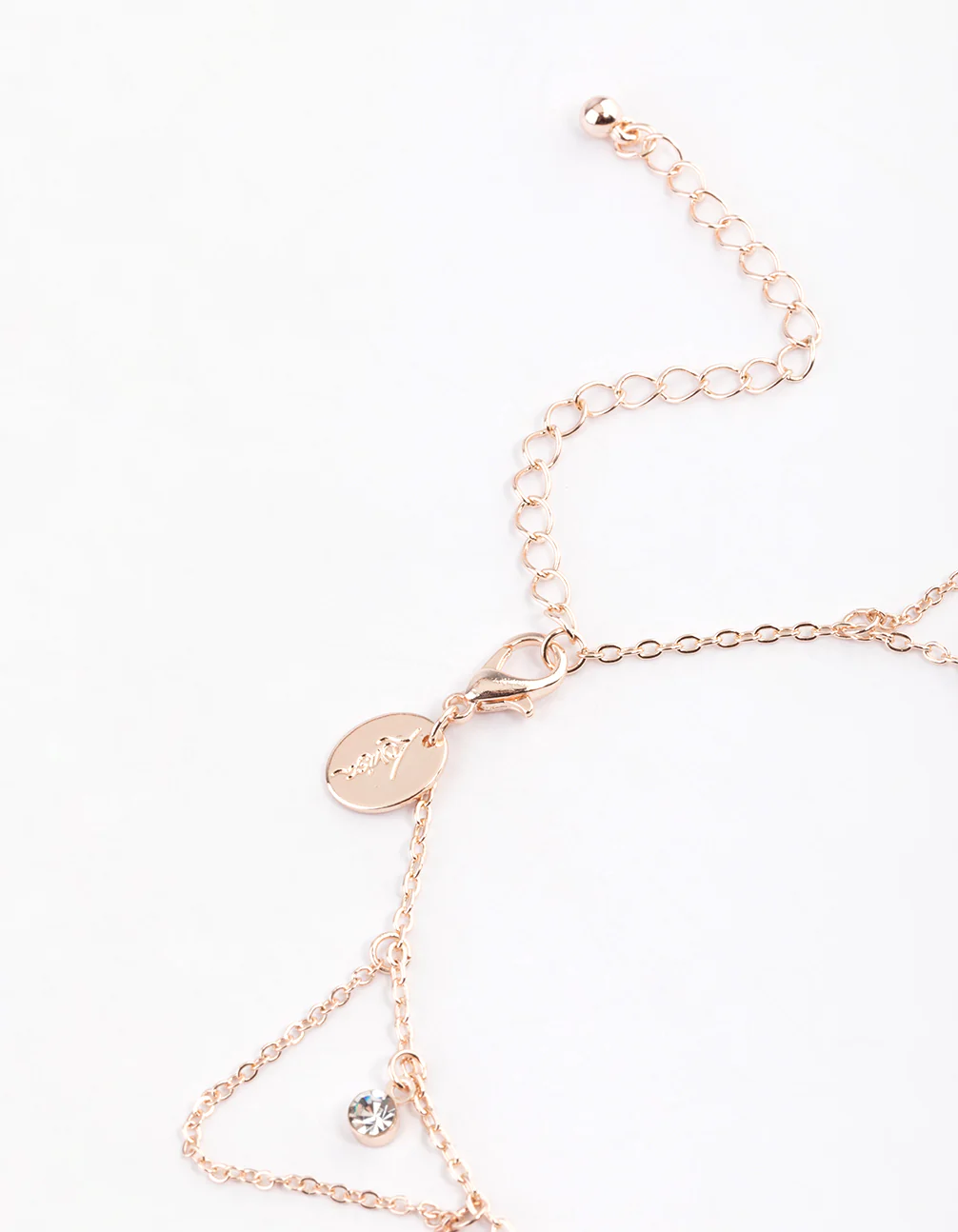 Rose Gold Diamante & Chain Loop Anklet - Image 3