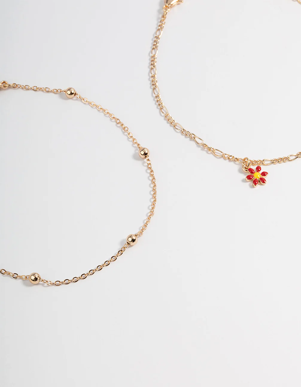 Gold Three Layer Flower Multi Anklet - Image 3
