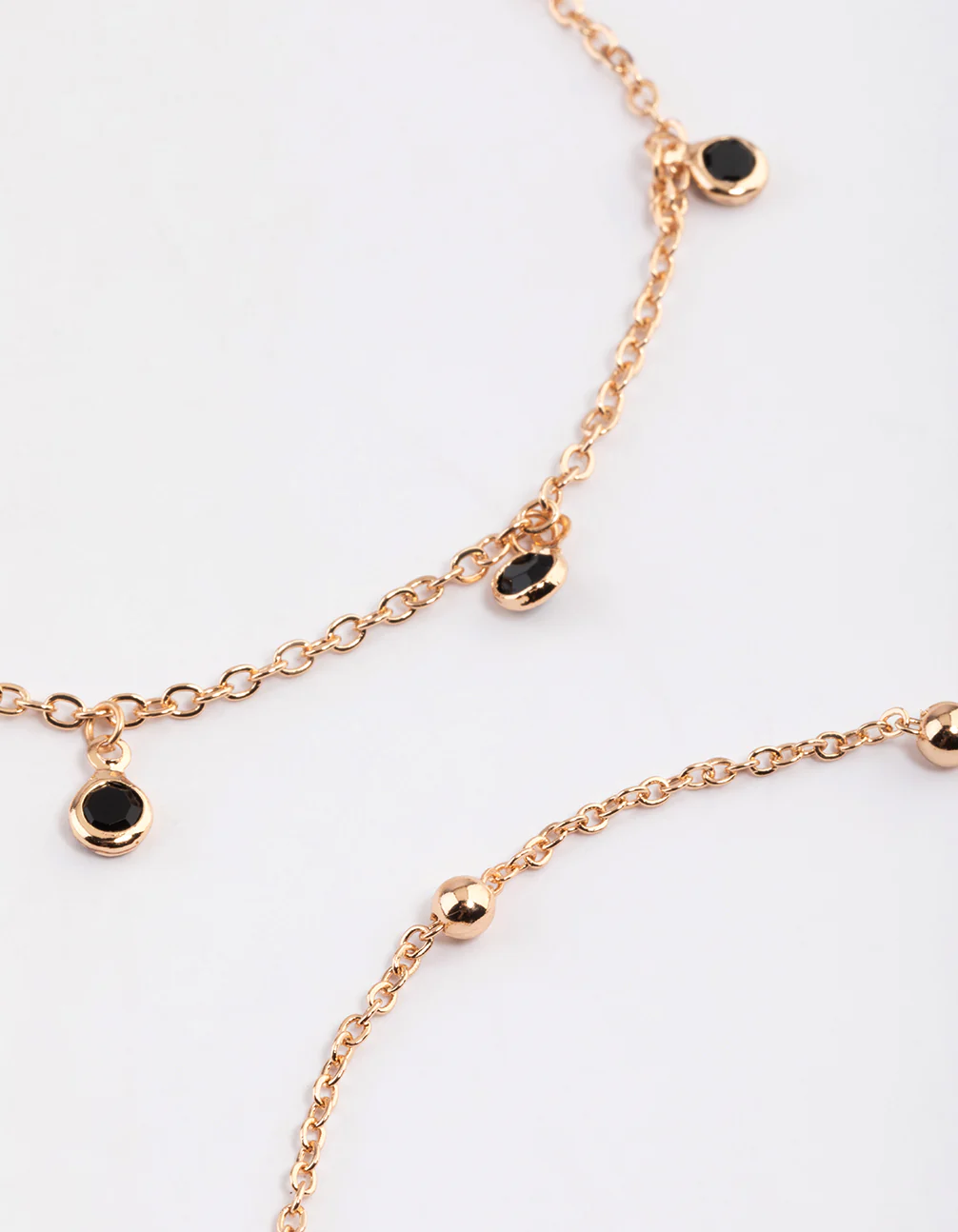 Gold Four Layer Black Stone Anklet - Image 2