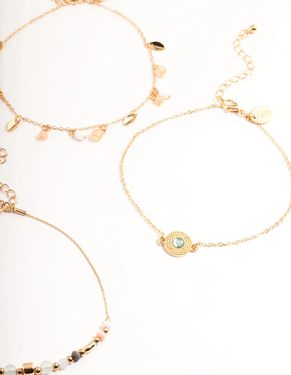 Gold Five Layer Multi Bead Anklet - Image 3