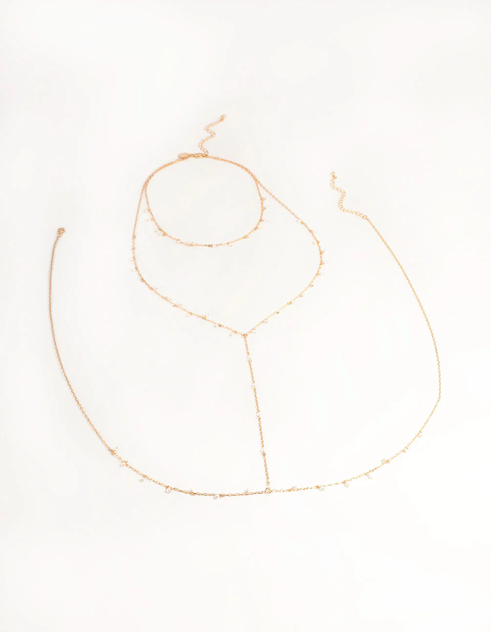 Gold Dainty Pearl Body Chain - Image 2