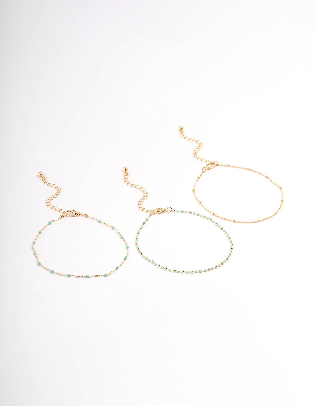 Gold Dainty Turquoise Anklet Pack