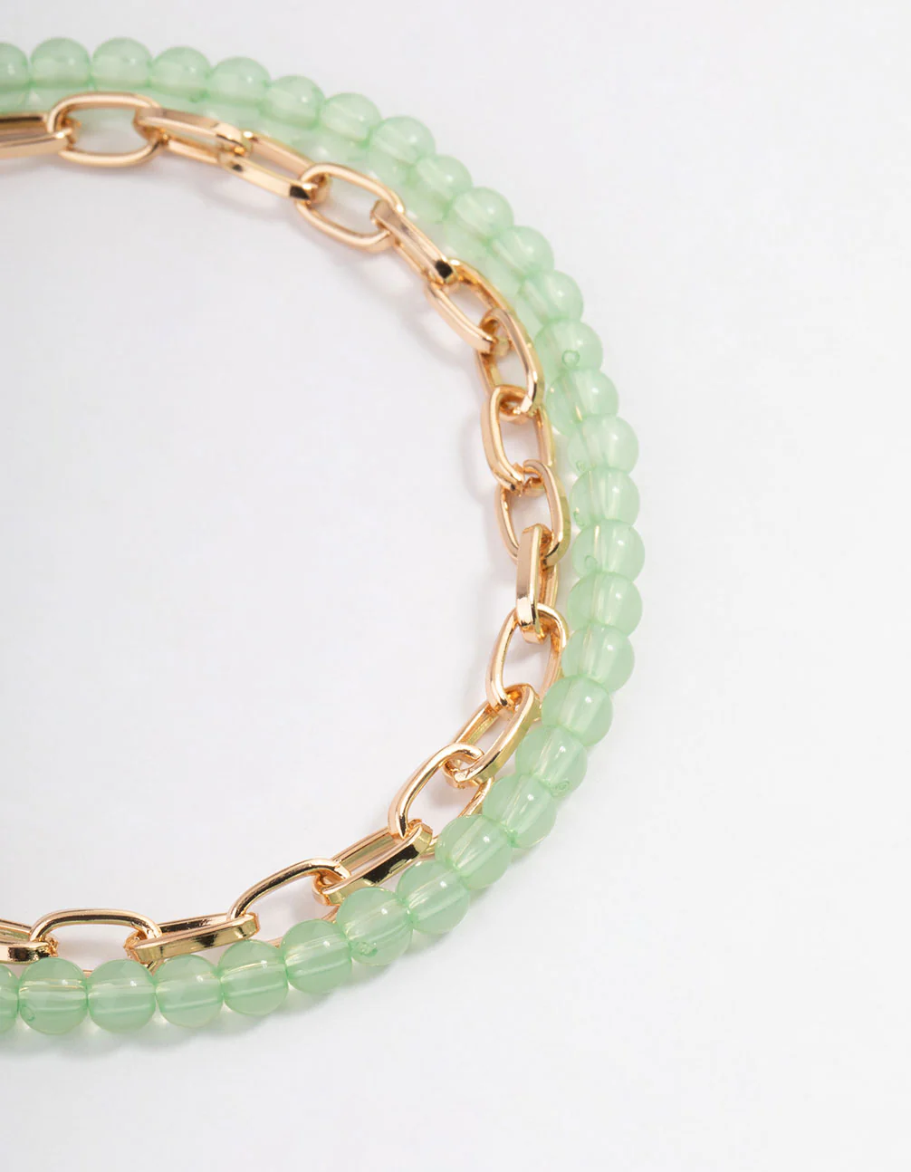 Green Double Row Chain Beaded Anklet - Image 2