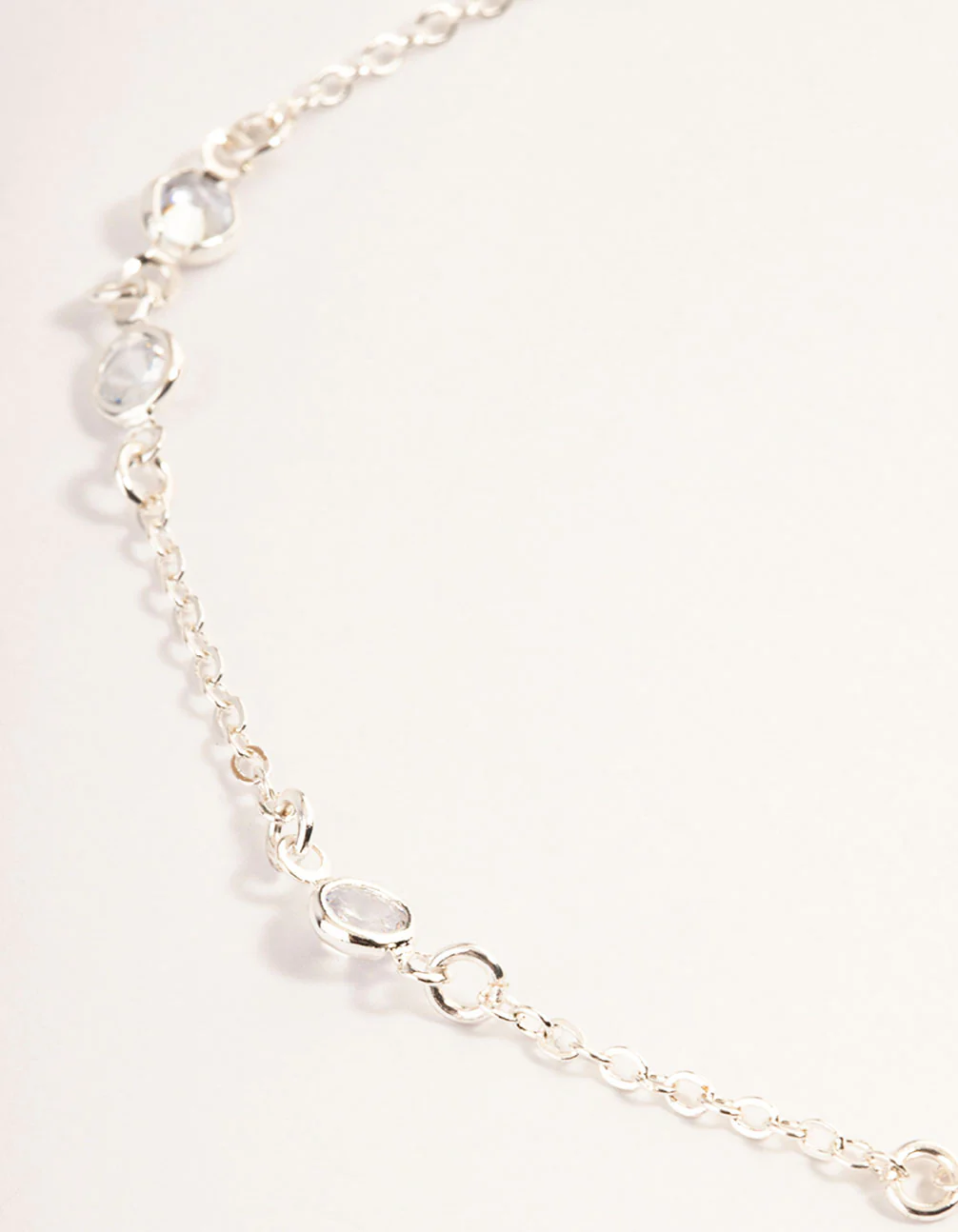 Silver Cubic Zirconia Station Anklet - Image 3