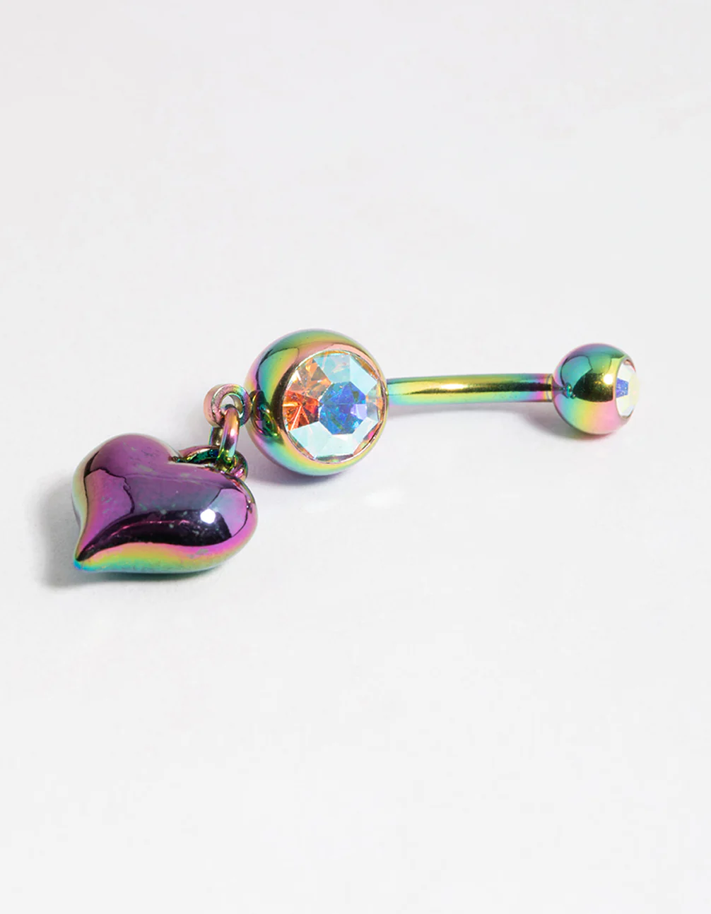 Purple Coated Surgical Steel Heart Belly Ring - Image 2