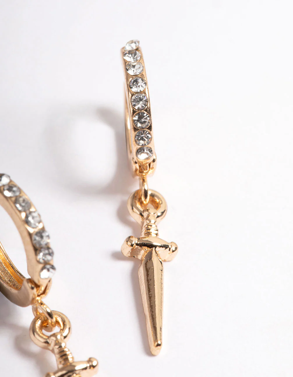 Gold Mini Dagger Huggie Earrings - Image 3