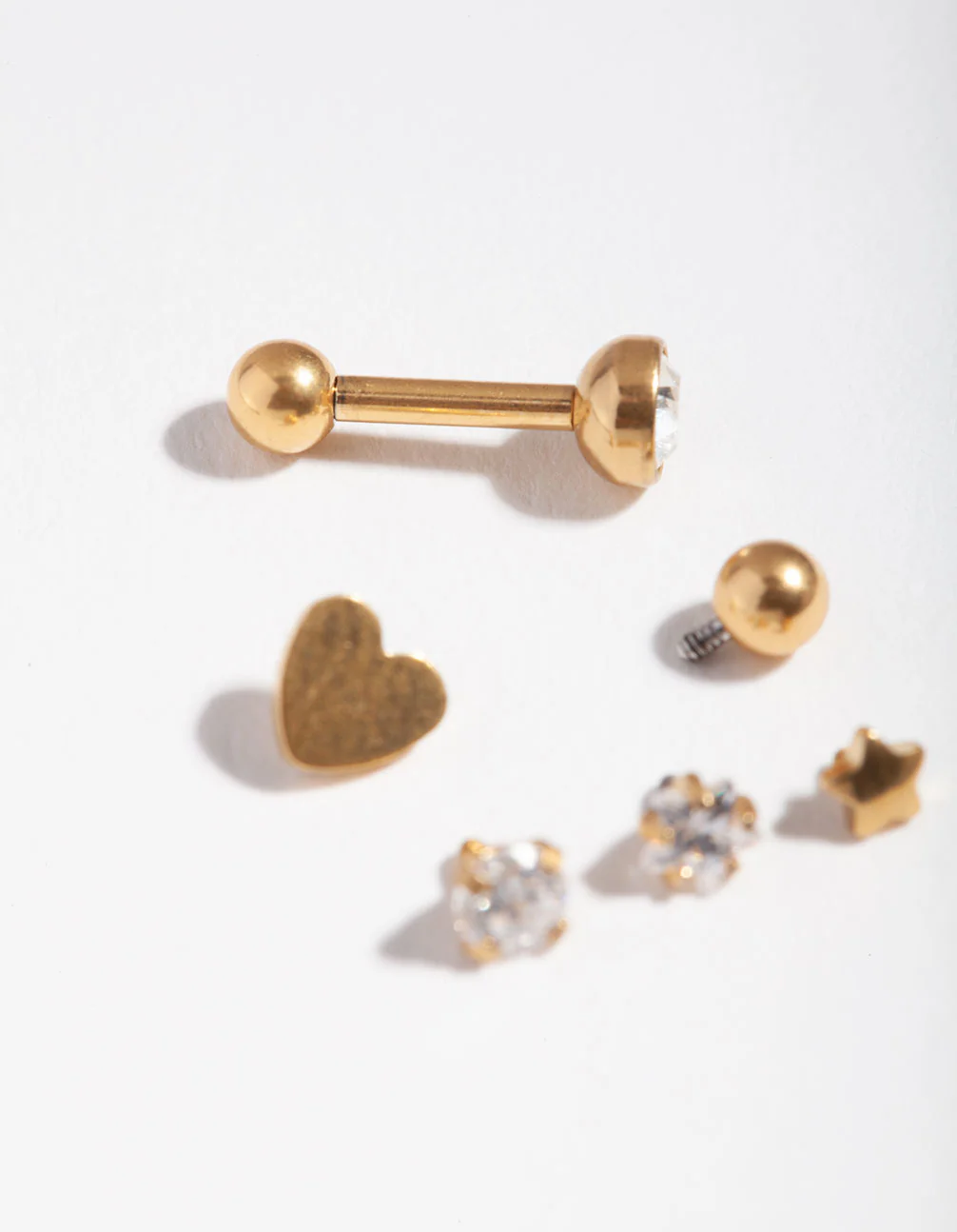 Gold Cubic Zirconia Heart Barbell 6-Pack - Image 3
