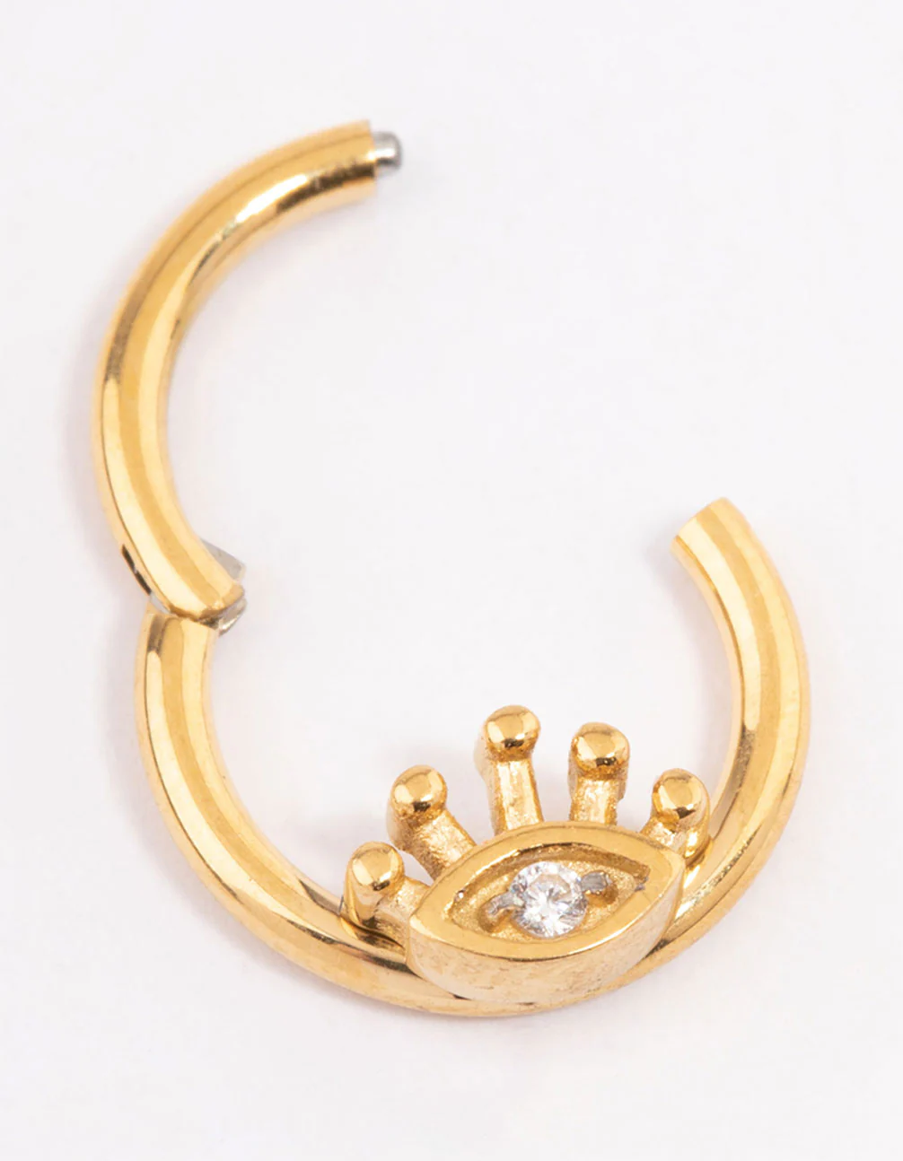 Gold Plated Surgical Steel Evil Eye Clicker Ring - Image 2