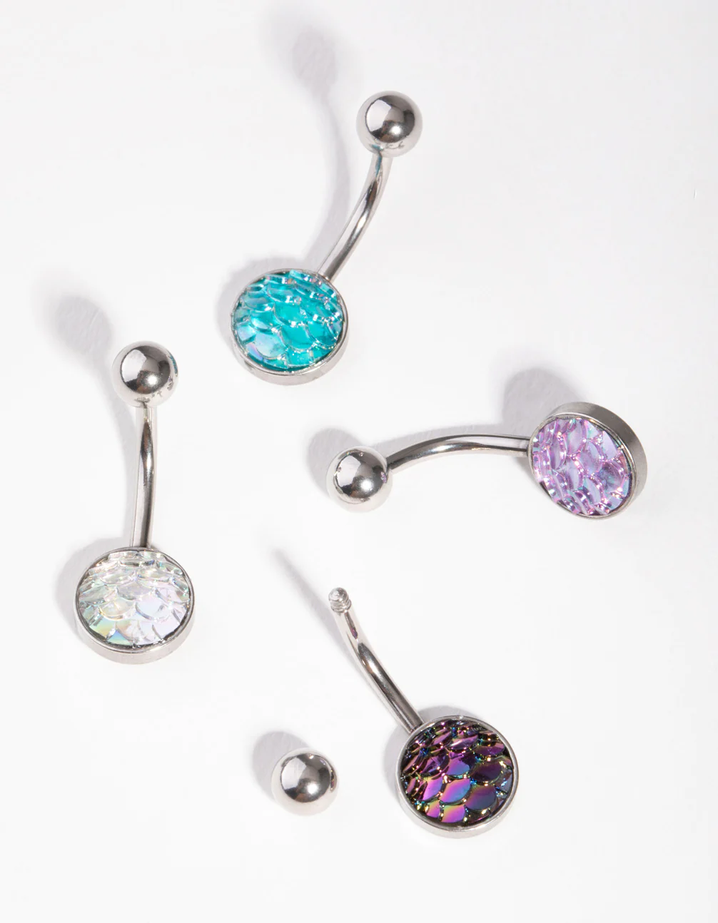 Surgical Steel Mermaid Scale Belly Ring 4-Pack - Image 2
