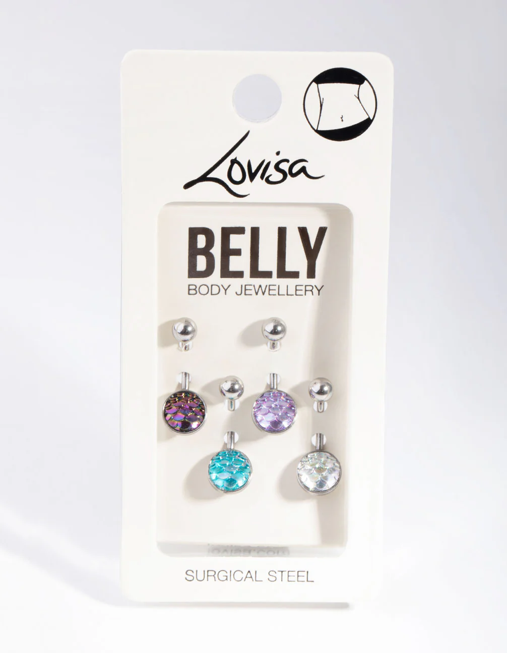 Surgical Steel Mermaid Scale Belly Ring 4-Pack - Image 3