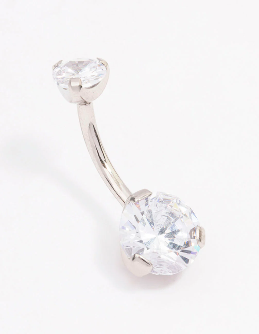 Surgical Steel Cubic Zirconia Double Threadless Belly Bar