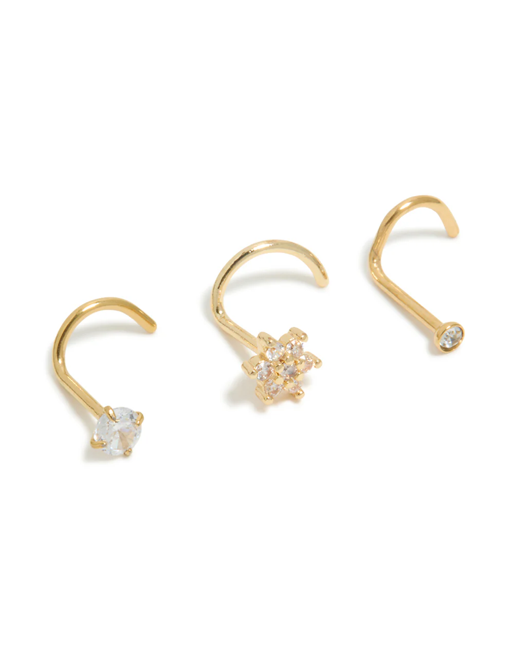 Gold Plated Surgical Steel Flower Nose Stud Pack - Image 2