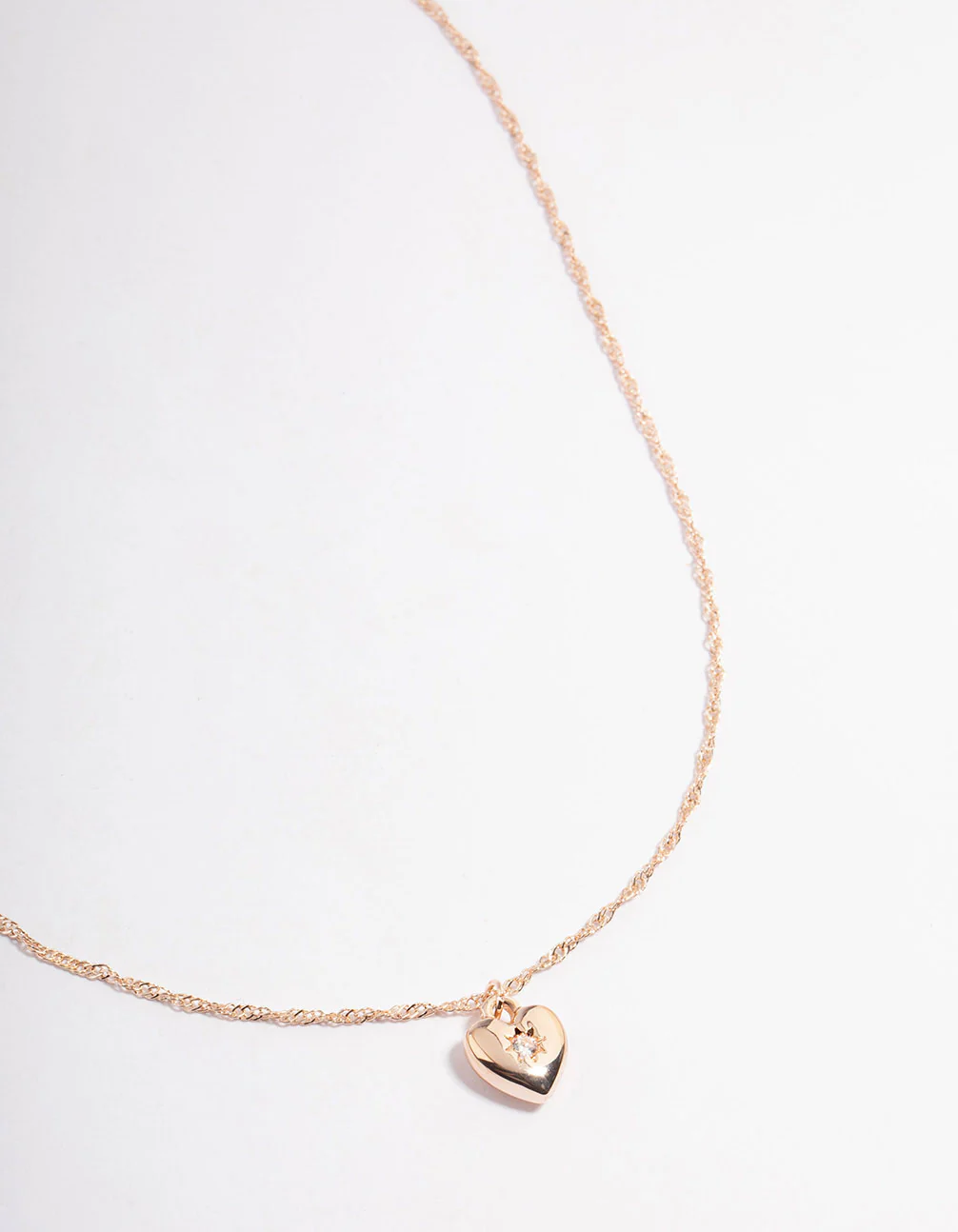 Rose Gold Plated Heart Pendant Twisted Chain Necklace