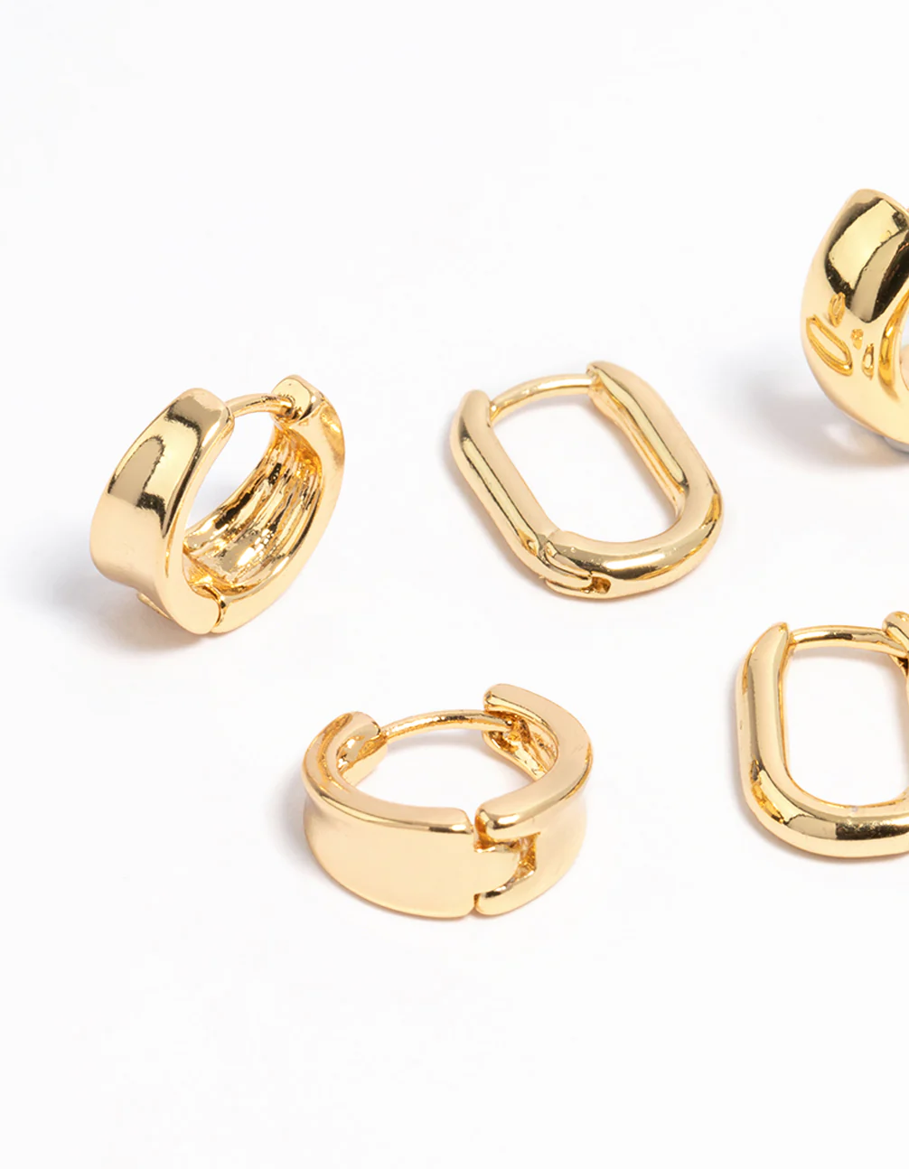 Gold Plated Basic Huggie Earrings 6-Pack - Image 2