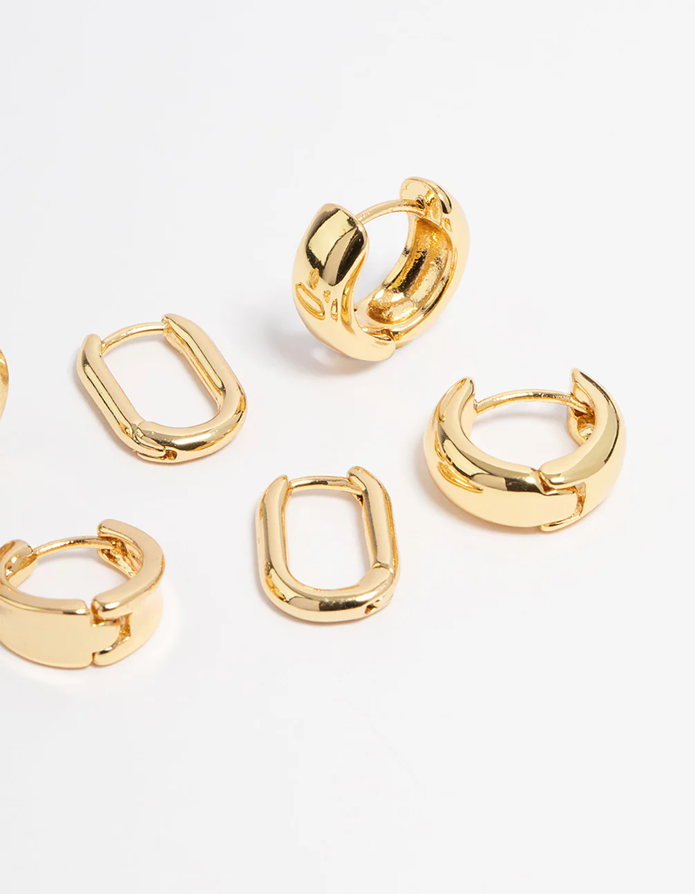 Gold Plated Basic Huggie Earrings 6-Pack - Image 3