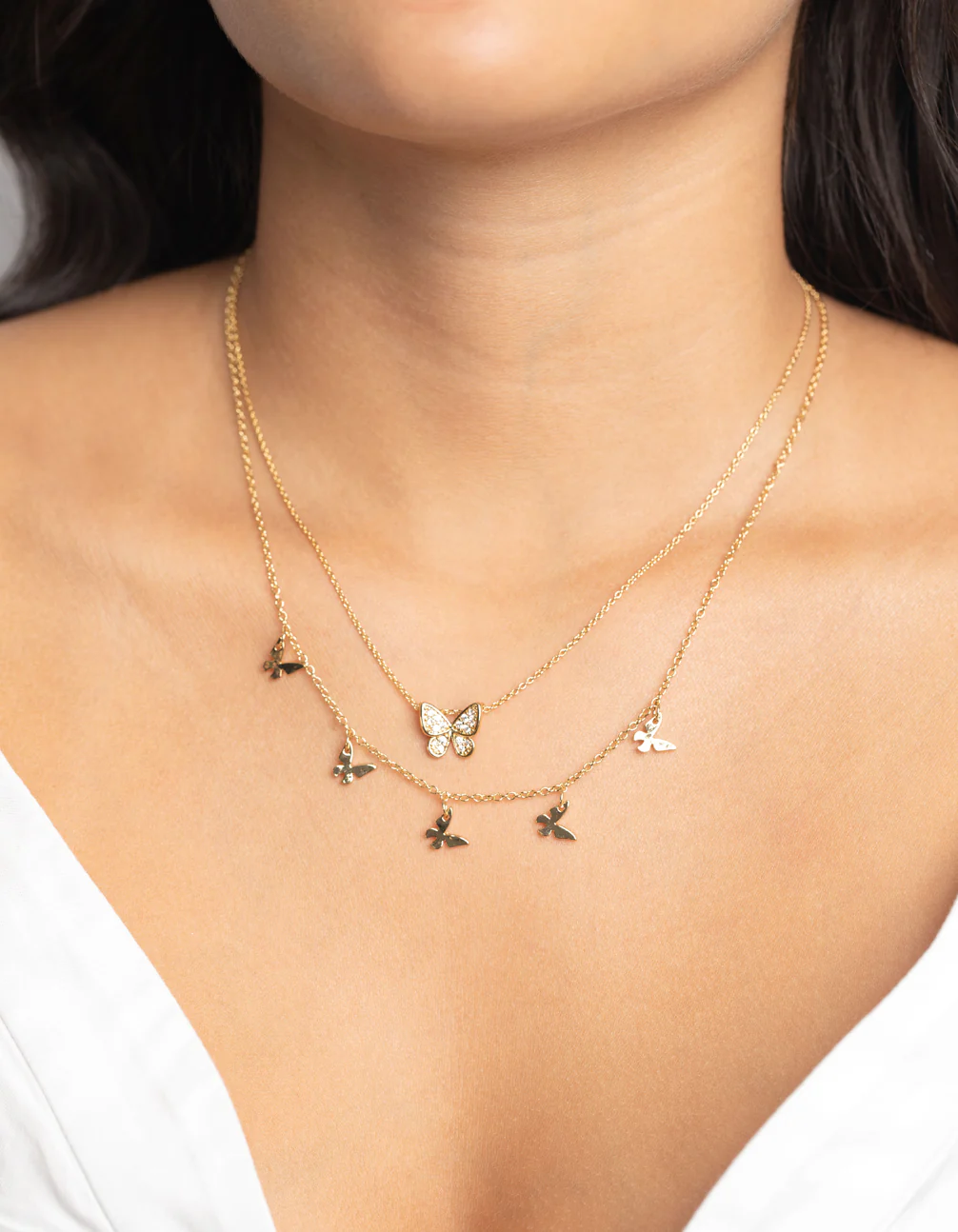 Gold Plated Butterfly Necklace Set - Image 2