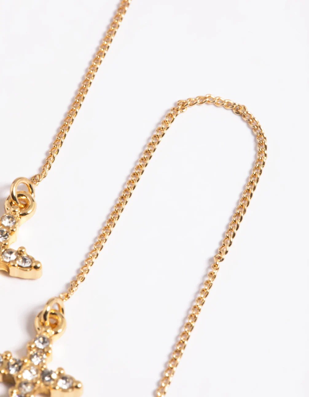 Gold Plated Cubic Zirconia Cross Thread Earrings - Image 3