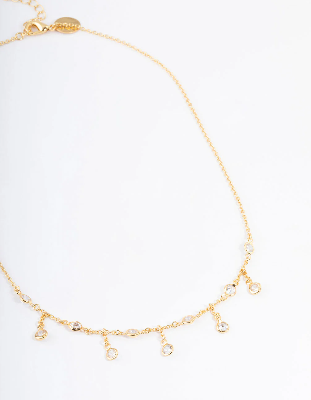 Gold Plated Cubic Zirconia Dainty Chain Drop Necklace