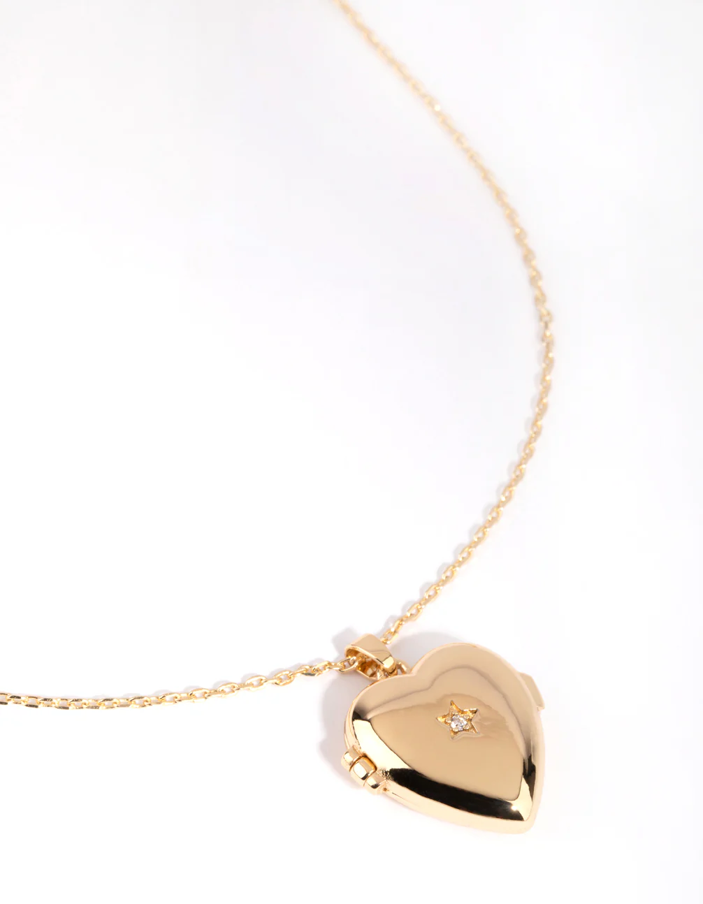 Gold Plated Heart Locket Necklace with Cubic Zirconia - Image 2