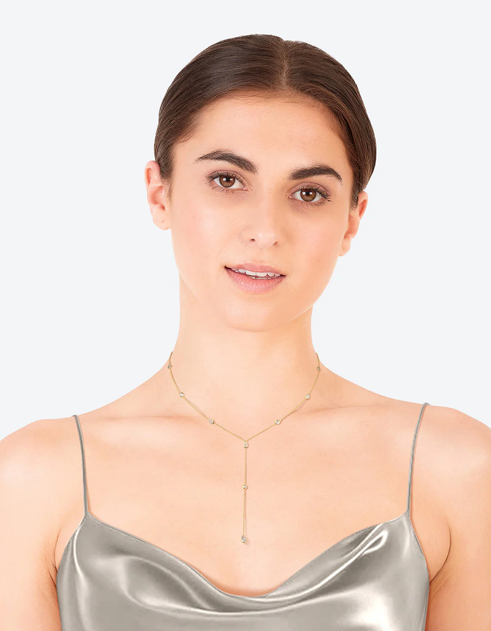 Gold Plated Cubic Zirconia Lariat Necklace - Image 3