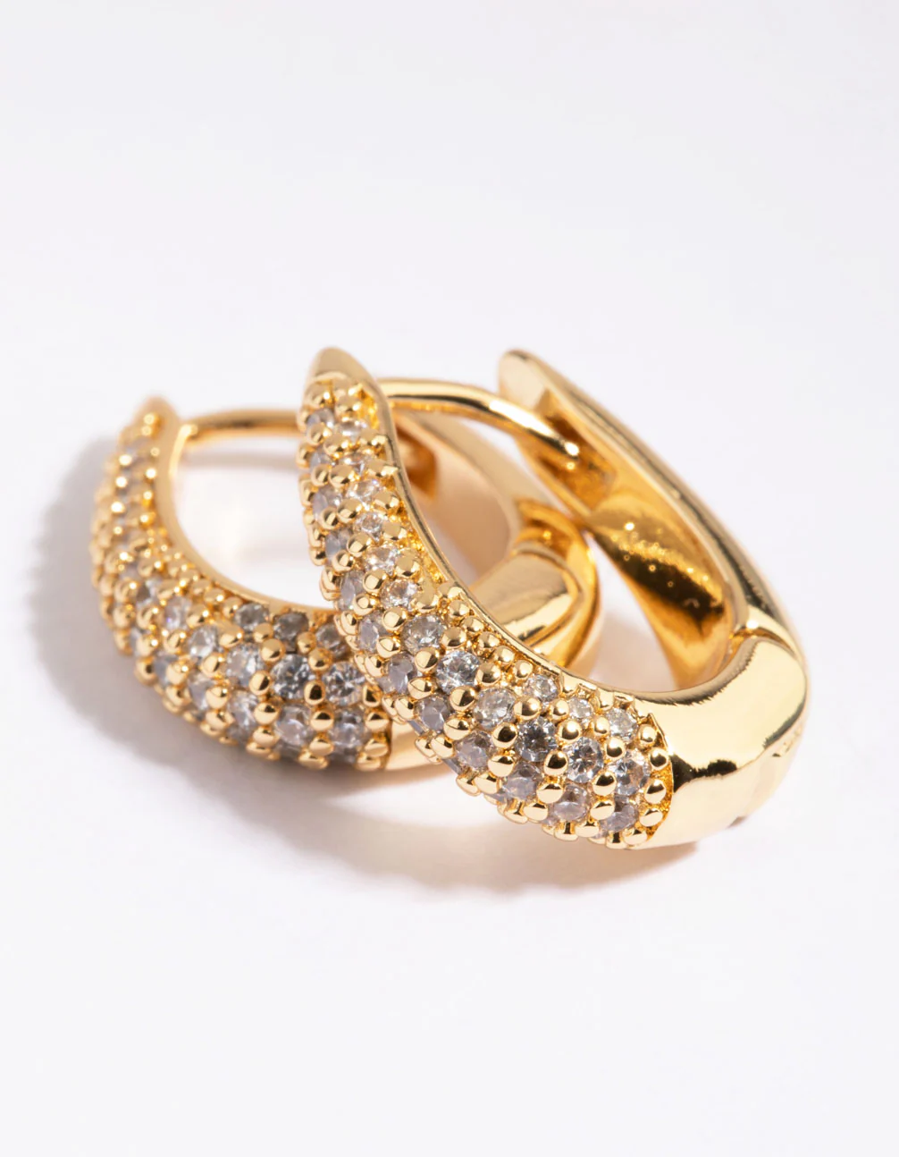 Gold Plated Hoop Earrings with Cubic Zirconia - Image 3