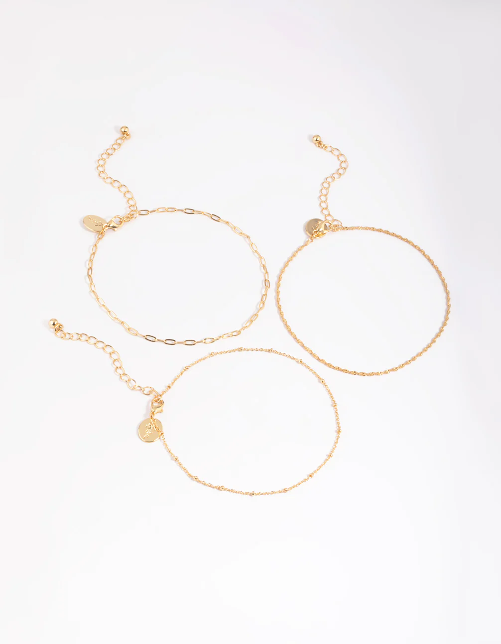 Gold Plated Fine Chain Anklet Set - Image 4