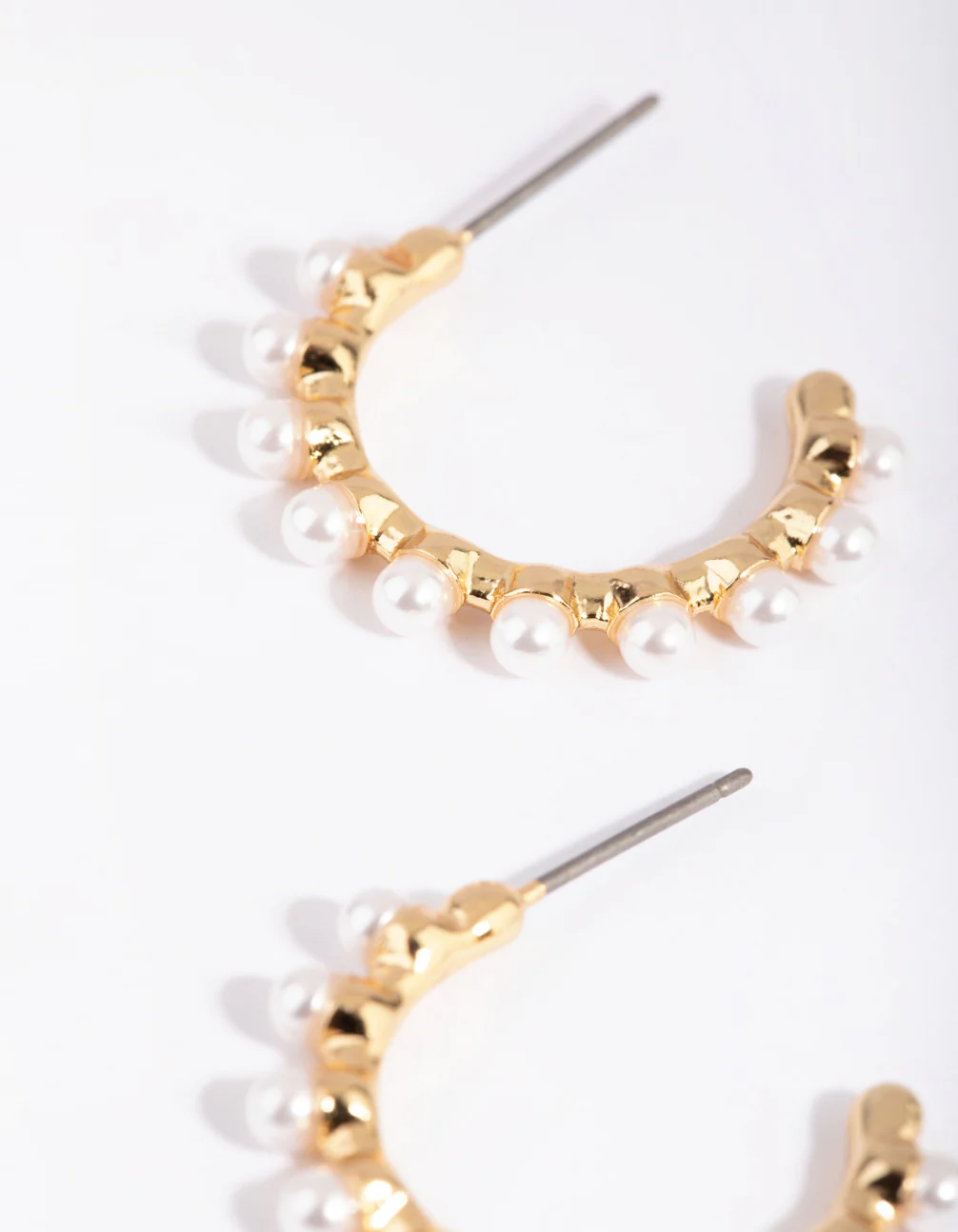 Gold Plated Hoop Earrings with Freshwater Pearls - Image 3