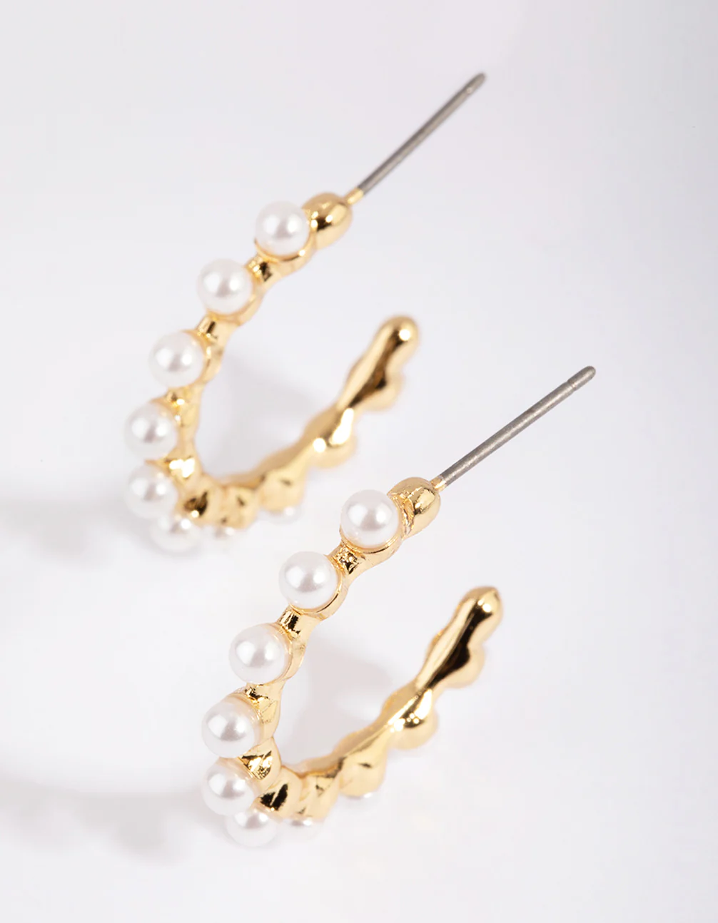 Gold Plated Hoop Earrings with Freshwater Pearls - Image 4