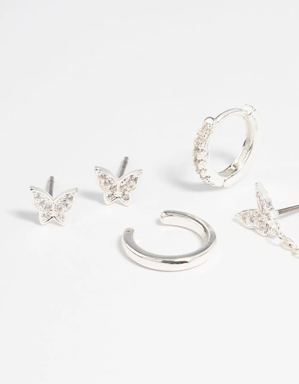 Silver Plated Butterfly Chain Earrings 6-Pack - Image 2