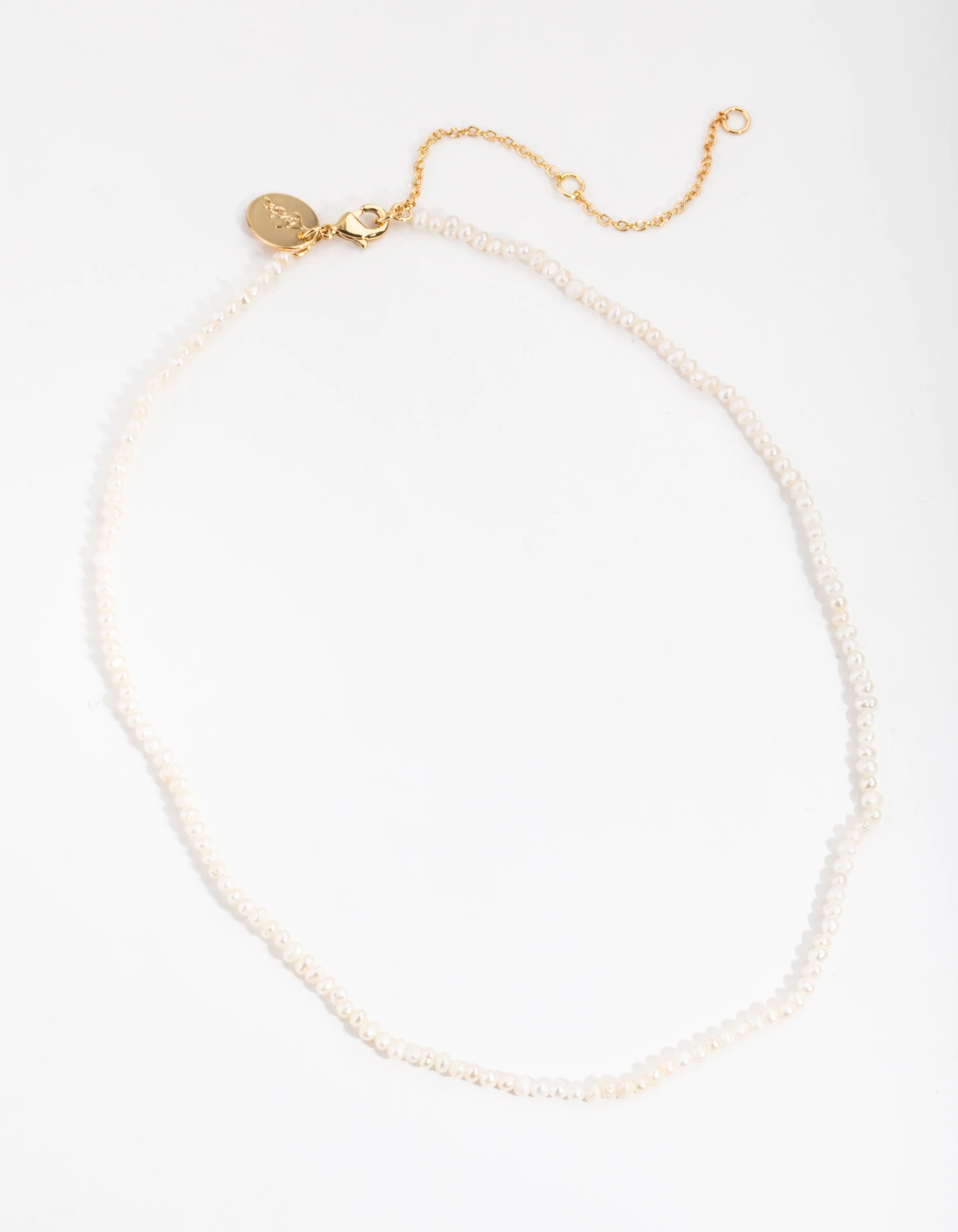 Gold Plated Single Row Freshwater Pearl Necklace - Image 2