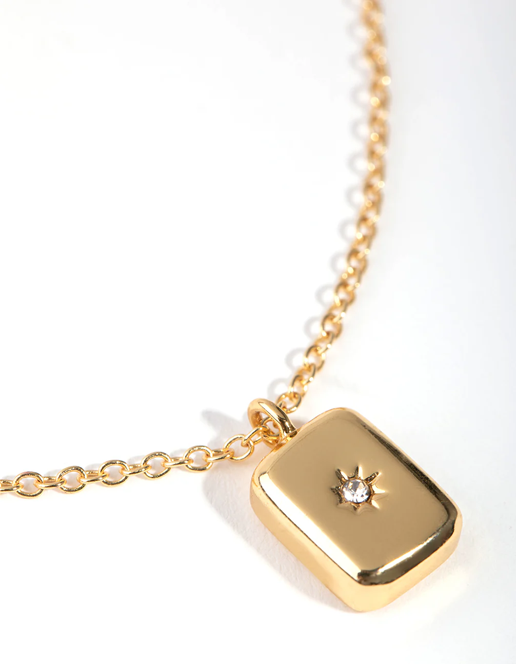 Real Gold Plated Diamante Rectangle Locket Necklace - Image 5