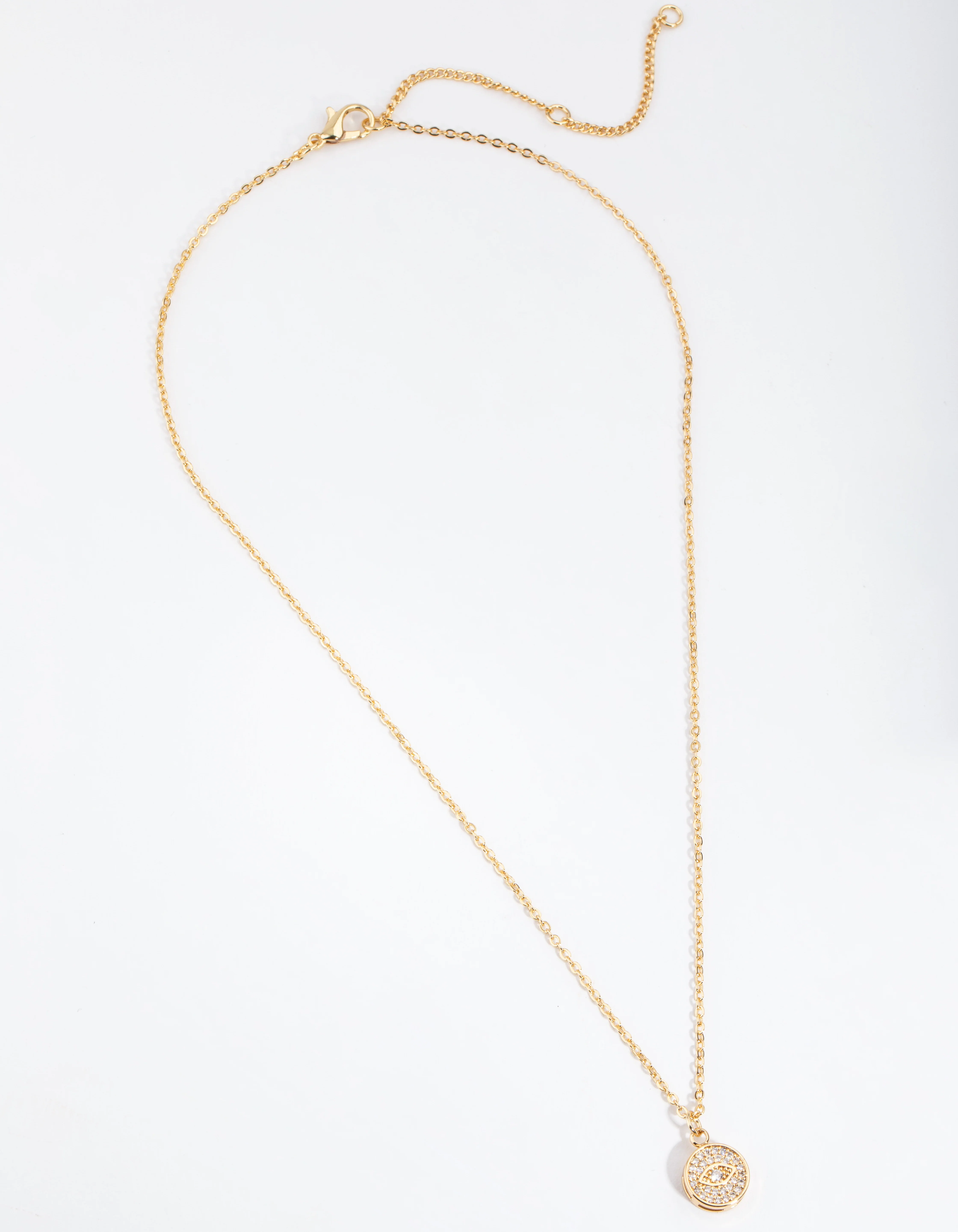 Gold Plated Diamante Evil Eye Necklace - Image 2