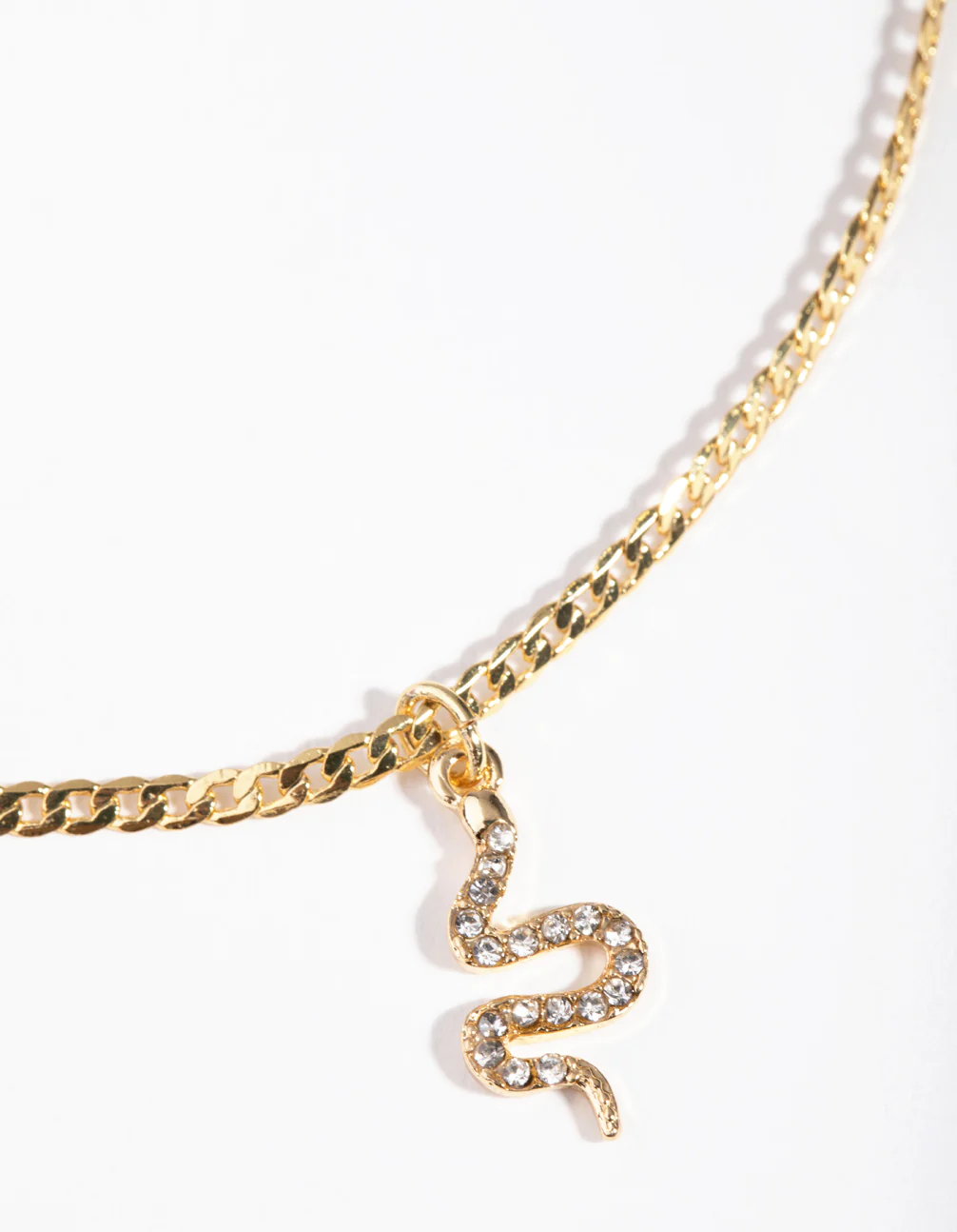 Gold Plated Diamante Snake Necklace - Image 3
