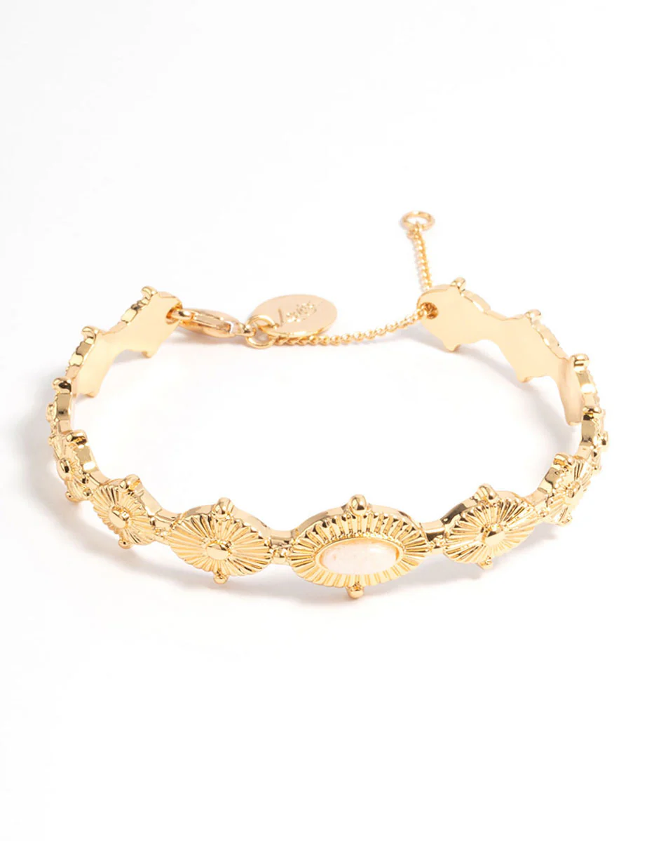 Gold Plated Detailed Cuff Bracelet