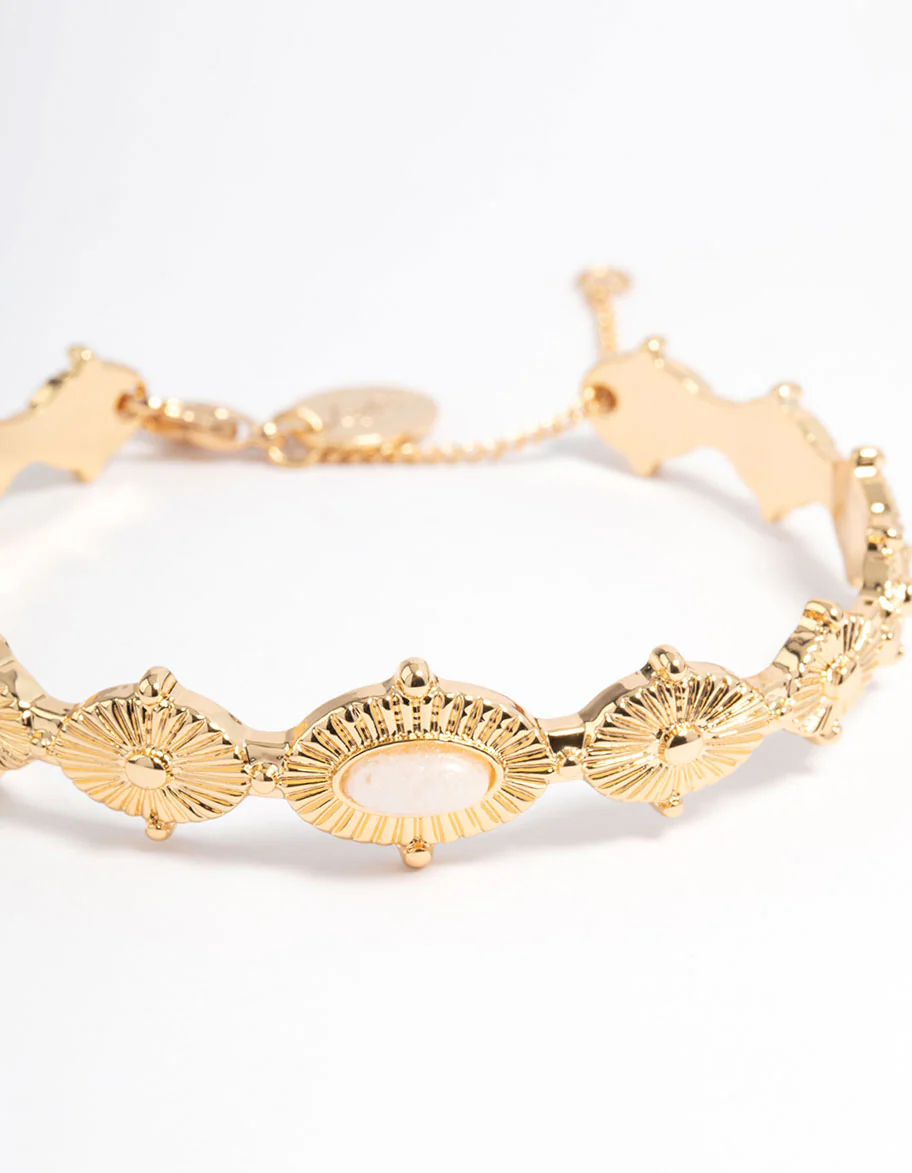 Gold Plated Detailed Cuff Bracelet - Image 2