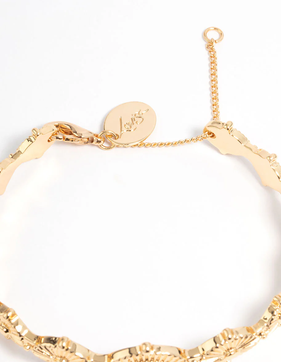 Gold Plated Detailed Cuff Bracelet - Image 3