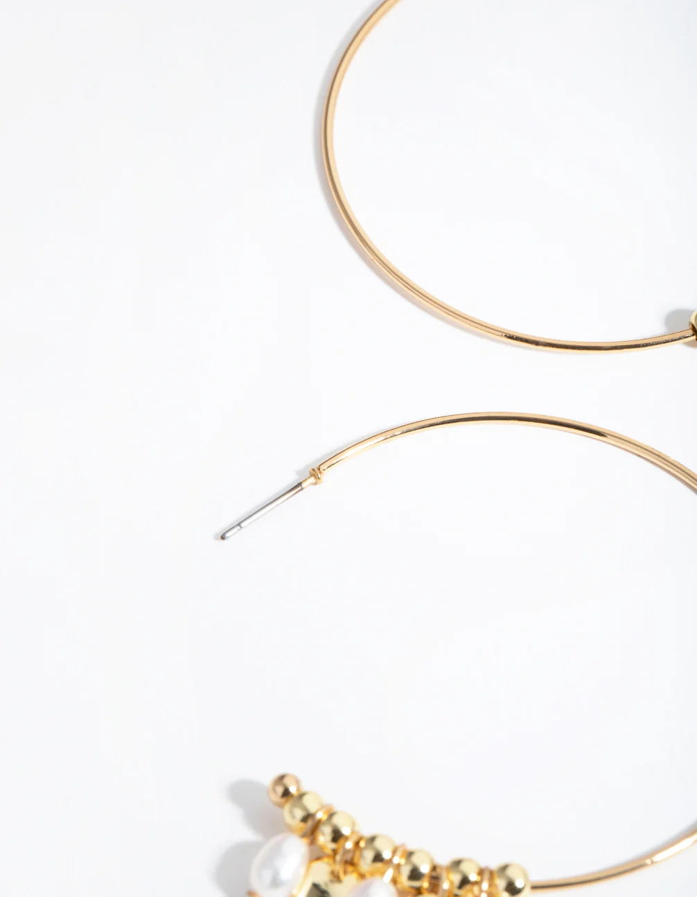 Gold Plated Freshwater Pearl & Disc Hoop Earrings - Image 3