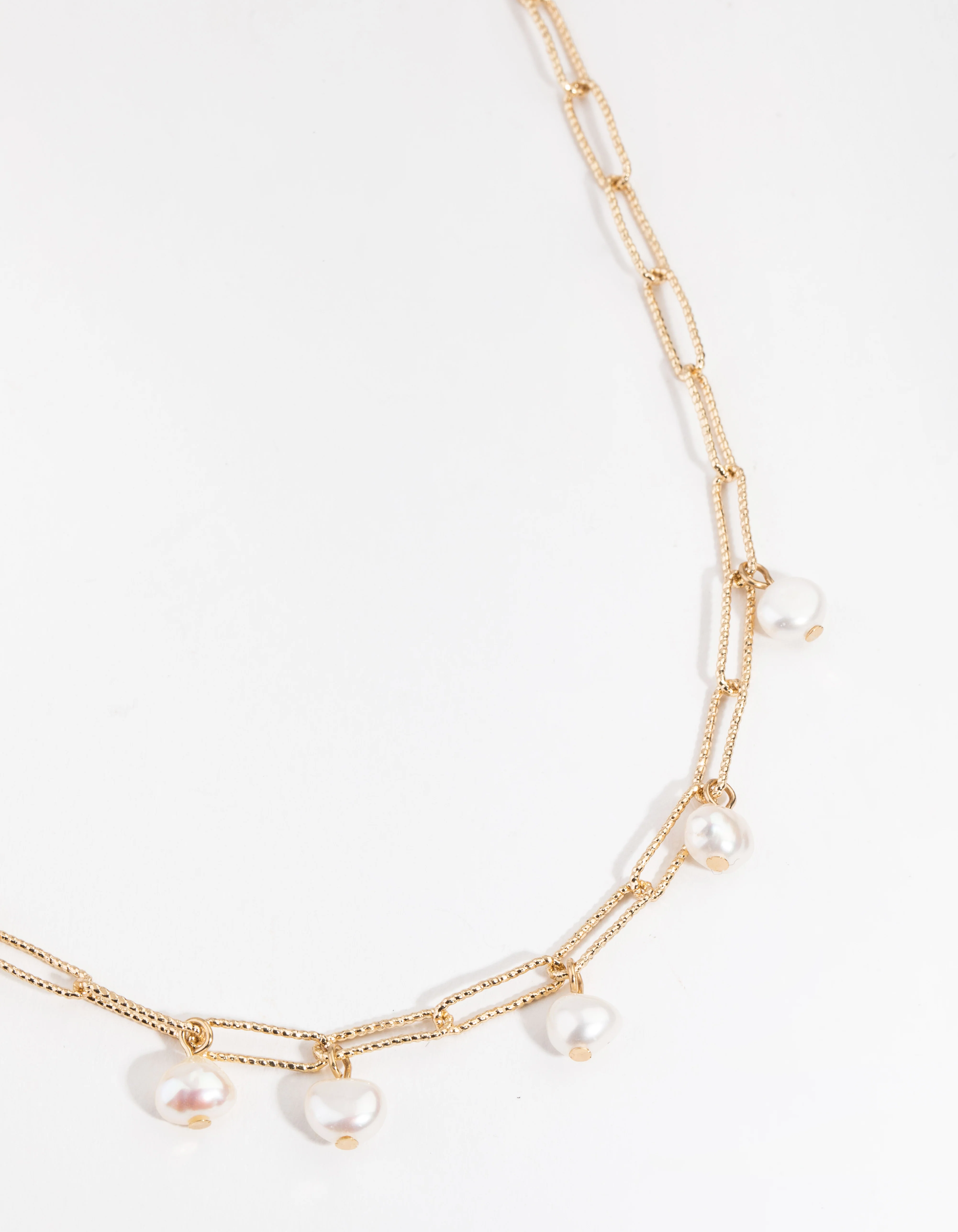 Gold Plated Rectangle Freshwater Pearl Necklace - Image 5