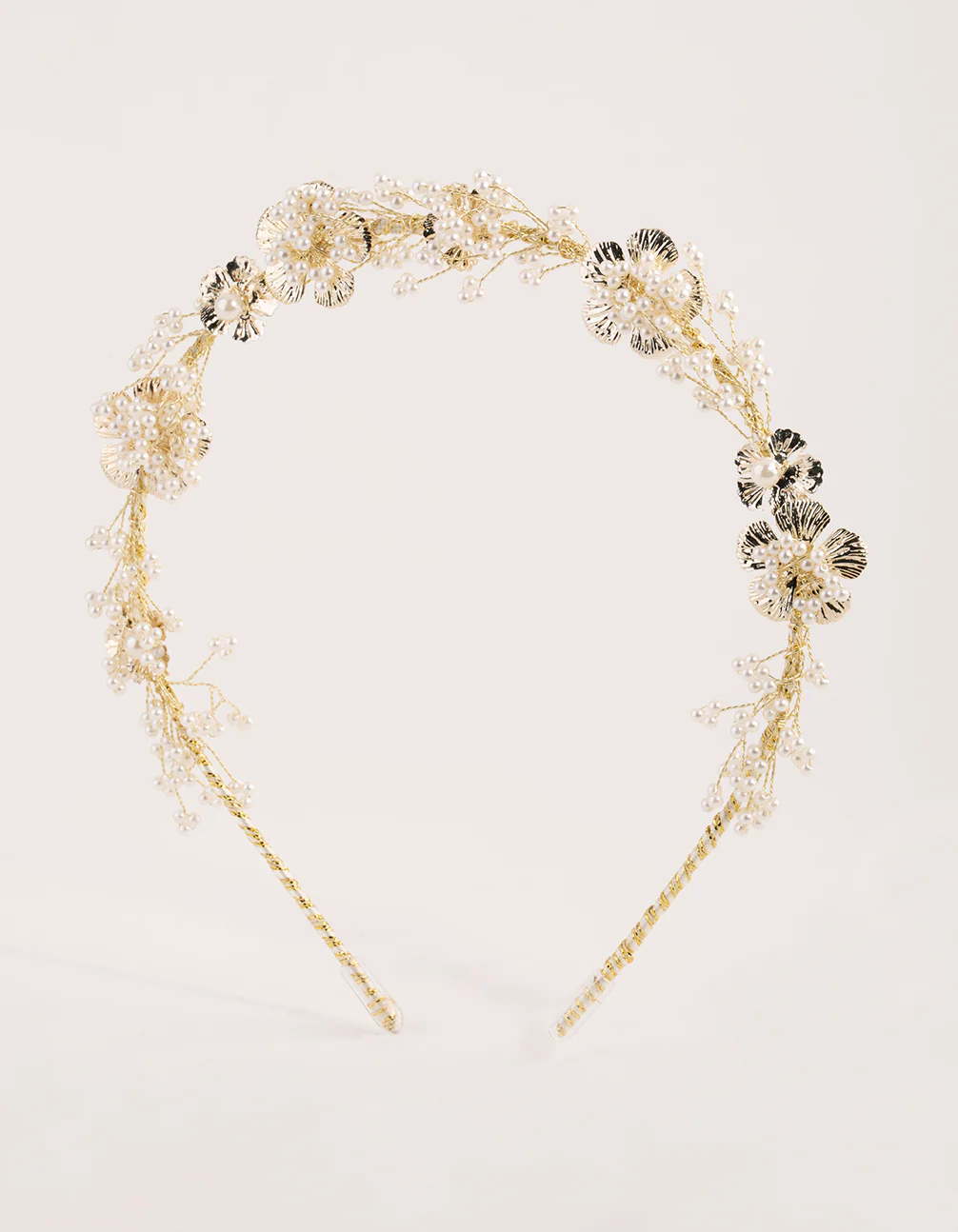Gold Pearl & Flower Headband