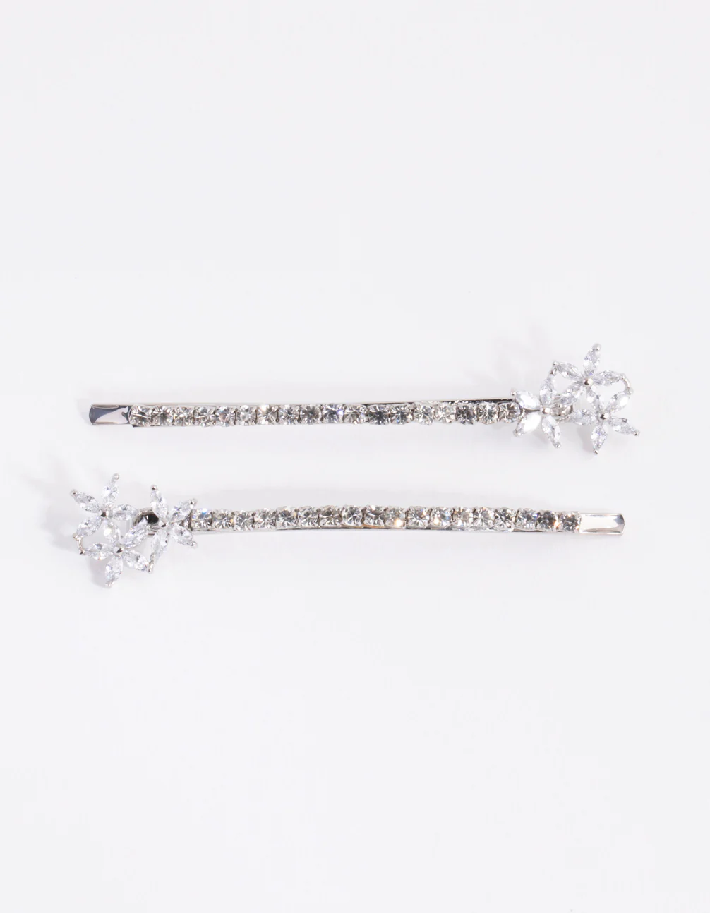 Silver Cubic Zirconia Flower Trio Pack Clip