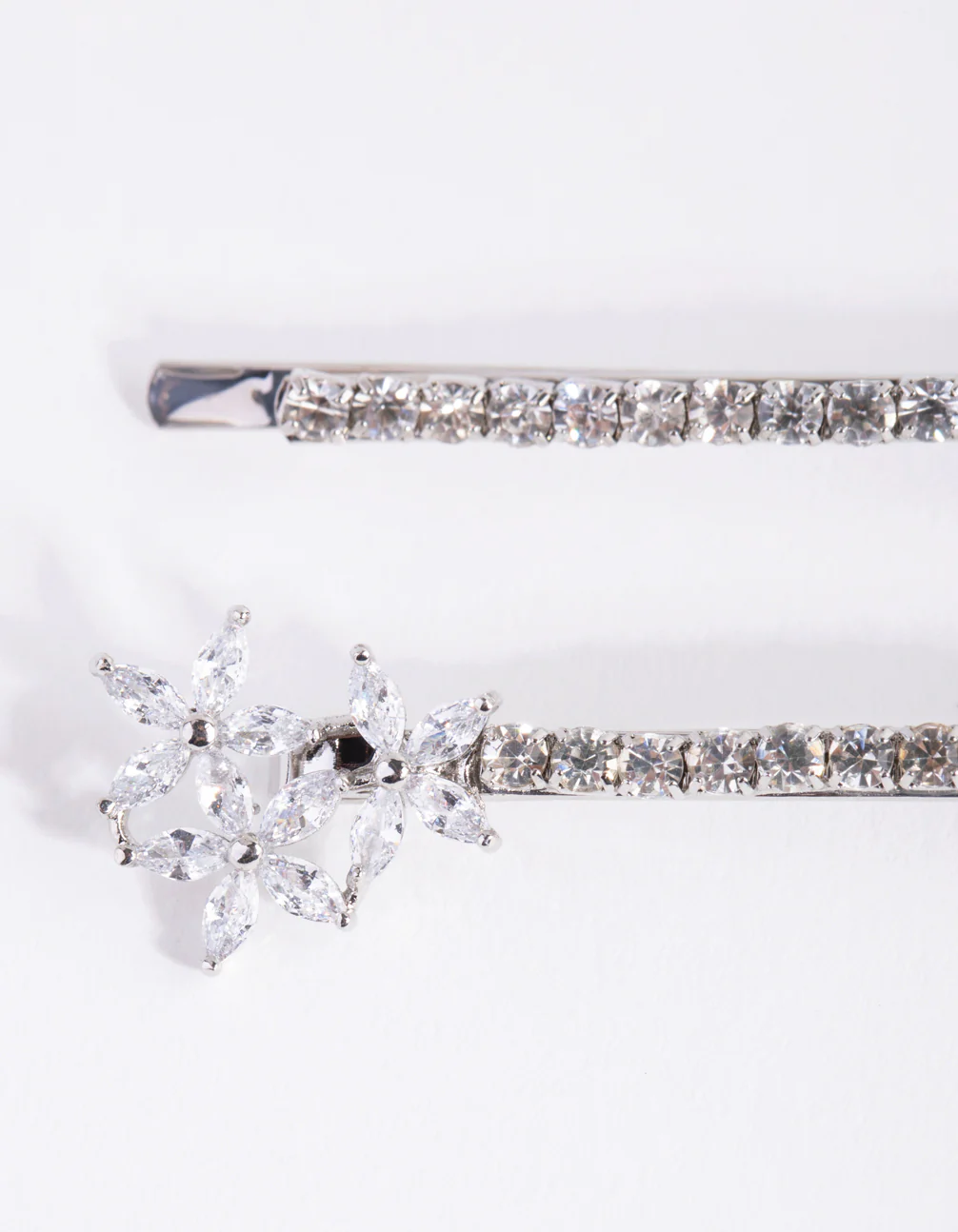 Silver Cubic Zirconia Flower Trio Pack Clip - Image 2