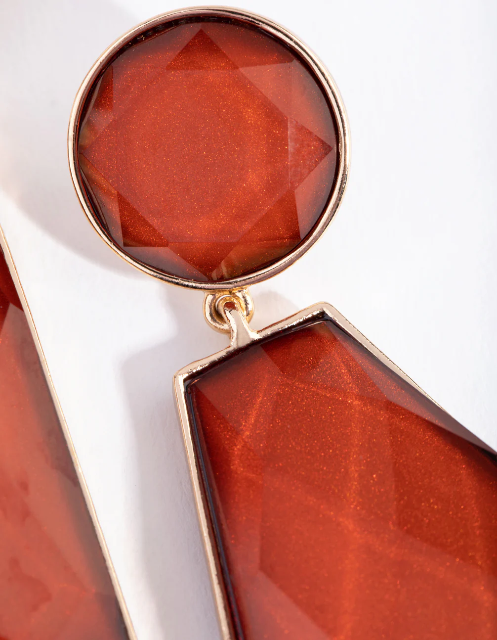 Gold Foil Stone Drop Earrings - Image 2