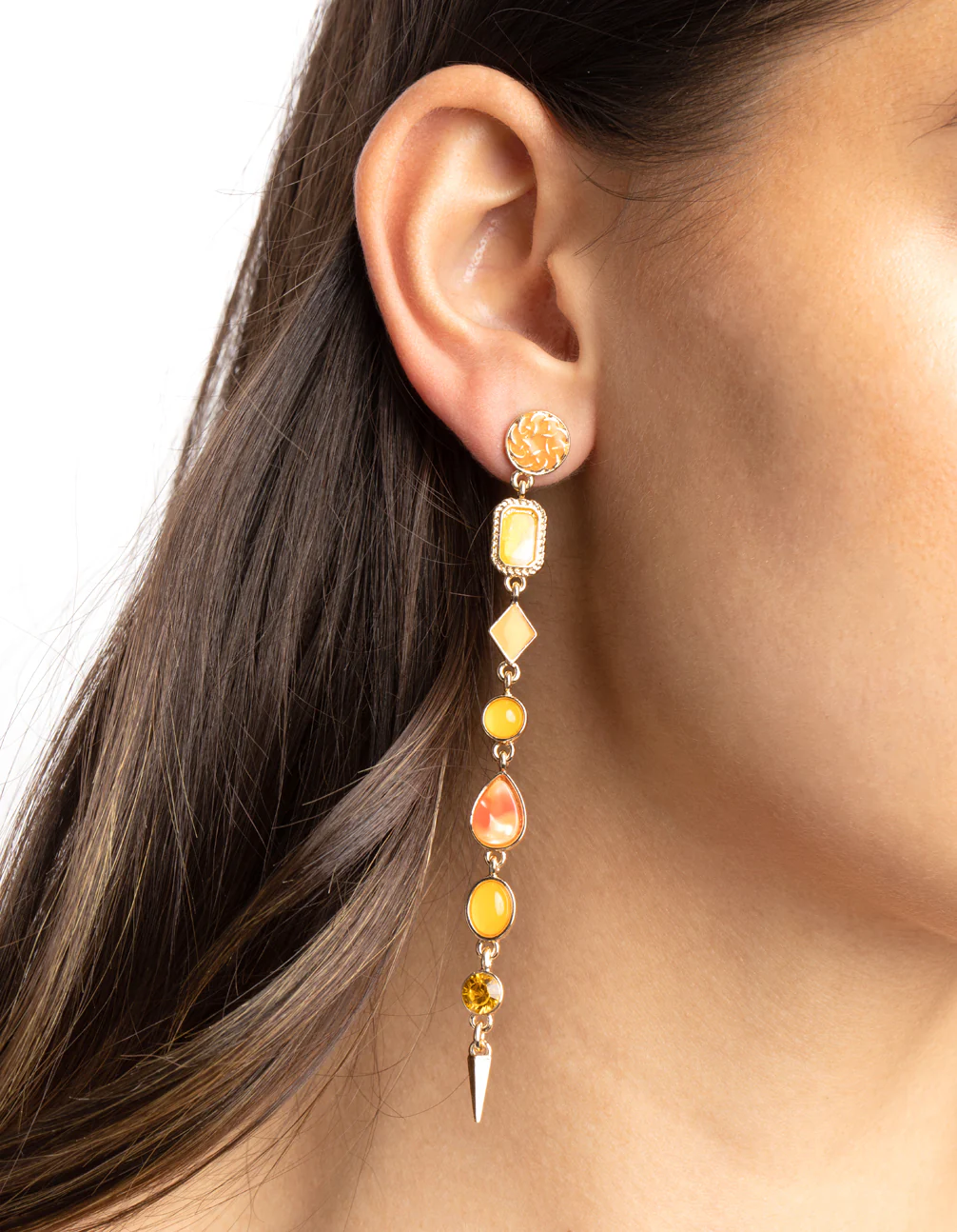 Orange Stone Drop Earrings - Image 2