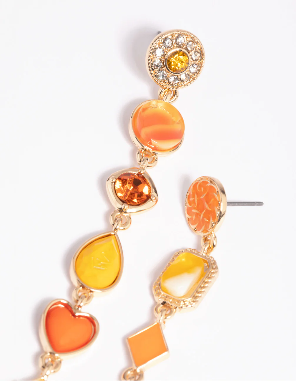 Orange Stone Drop Earrings - Image 3